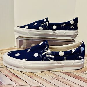 VANS Vault OG Classic Slip-On LX Polka Dot Blue M 8 W 9.5 Paul Van Doren